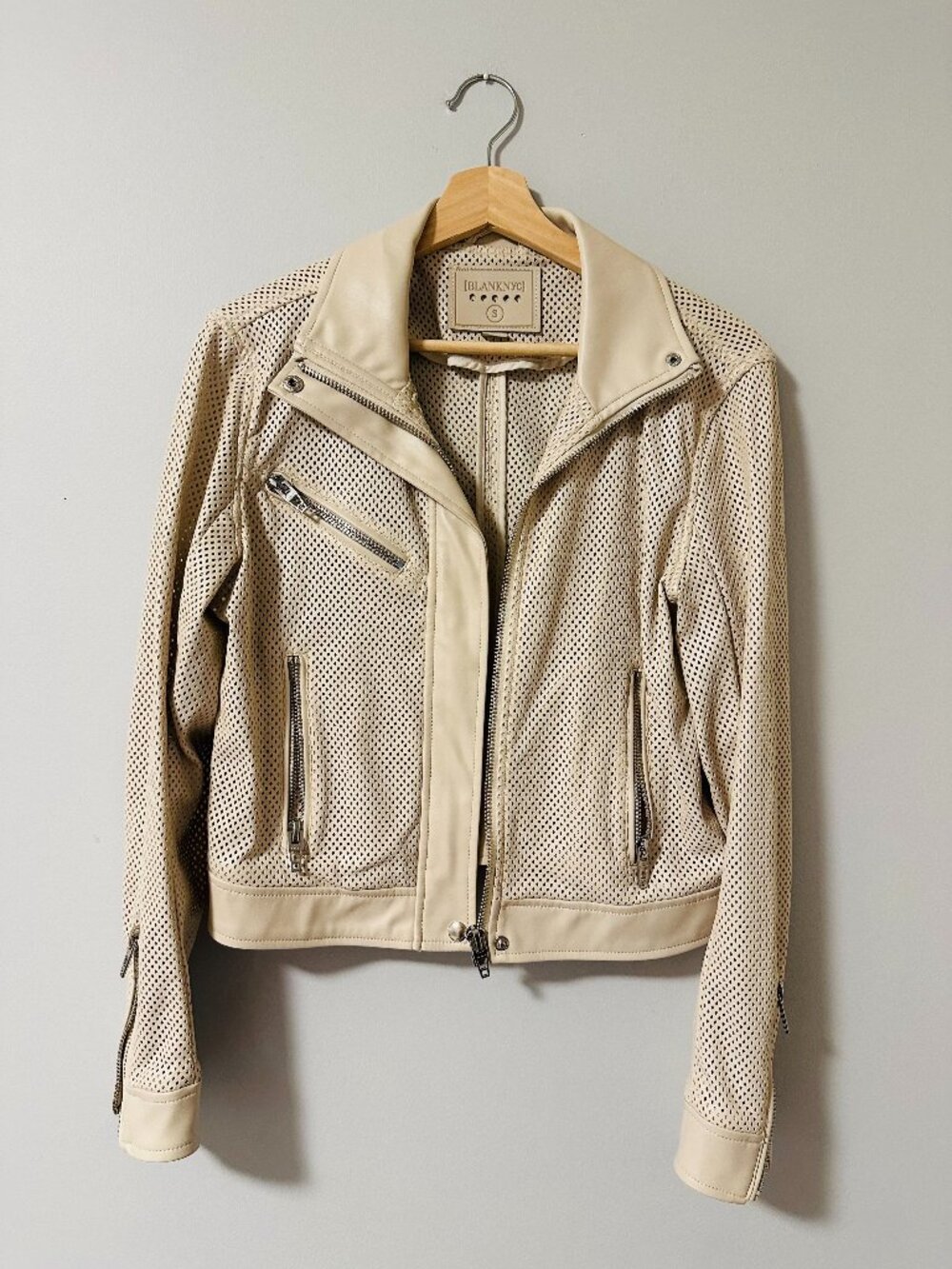 BLANKNYC Perforated Faux Leather Jacket Size Small
